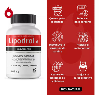 LIPODROL™ (90 CÁPSULAS) - QUEMADOR DE GRASAS E INHIBIDOR DE APETITO