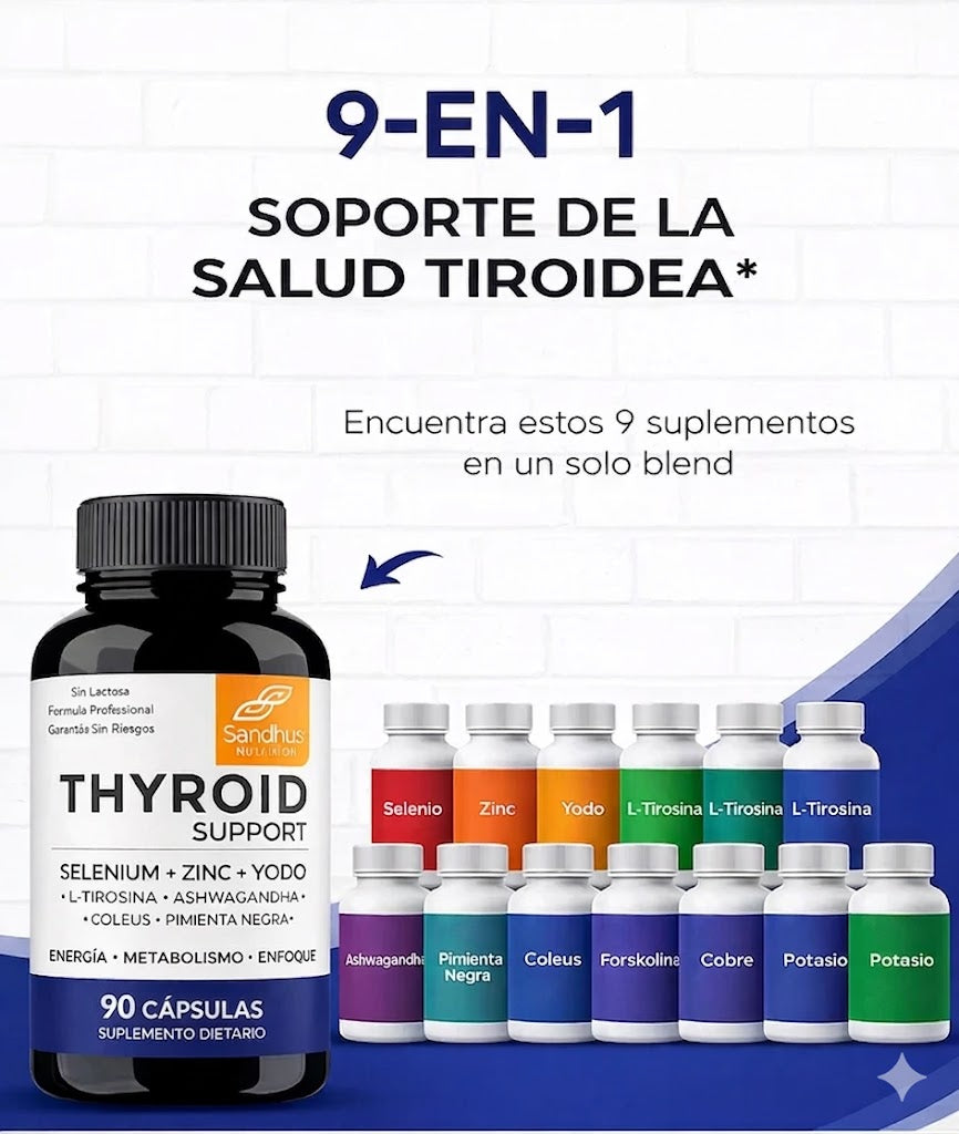 THYROID SUPPORT® - Suplemento para Tiroides con Selenio, Zinc y Yodo — Complemento Natural para Hipotiroidismo y Hashimoto