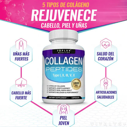 COLLAGEN PEPTIDES™ 1800 MG - 5 TIPOS - ORIGINAL HECHO EN USA