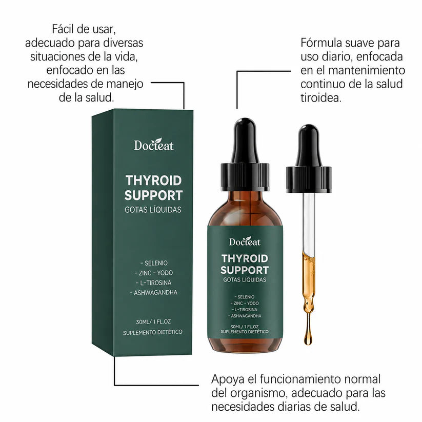 THYROID SUPPORT®  - GOTAS 60 ml - ORIGINAL USA- Suplemento para Tiroides con Selenio, Zinc y Yodo — Complemento Natural para Hipotiroidismo y Hashimoto