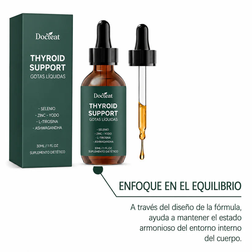 THYROID SUPPORT®  - GOTAS 60 ml - ORIGINAL USA- Suplemento para Tiroides con Selenio, Zinc y Yodo — Complemento Natural para Hipotiroidismo y Hashimoto