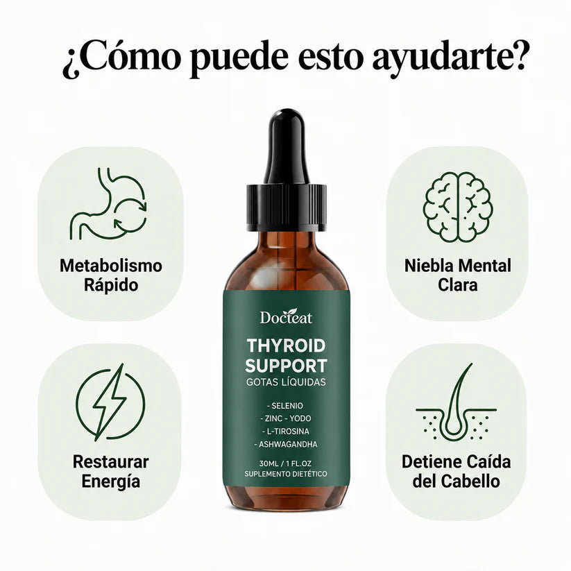 THYROID SUPPORT®  - GOTAS 60 ml - ORIGINAL USA- Suplemento para Tiroides con Selenio, Zinc y Yodo — Complemento Natural para Hipotiroidismo y Hashimoto