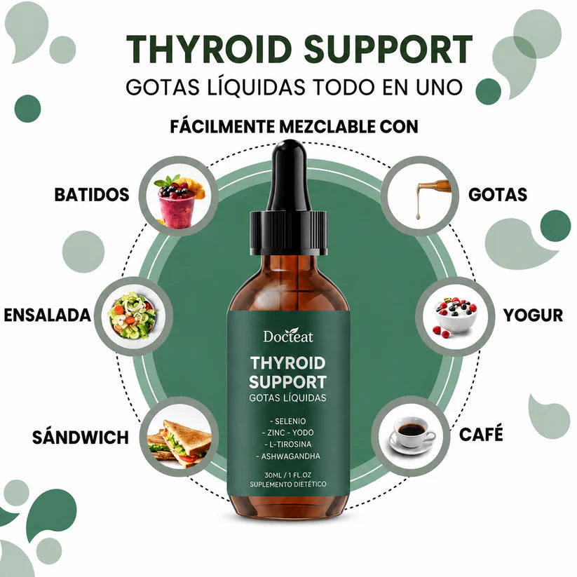 THYROID SUPPORT®  - GOTAS 60 ml - ORIGINAL USA- Suplemento para Tiroides con Selenio, Zinc y Yodo — Complemento Natural para Hipotiroidismo y Hashimoto