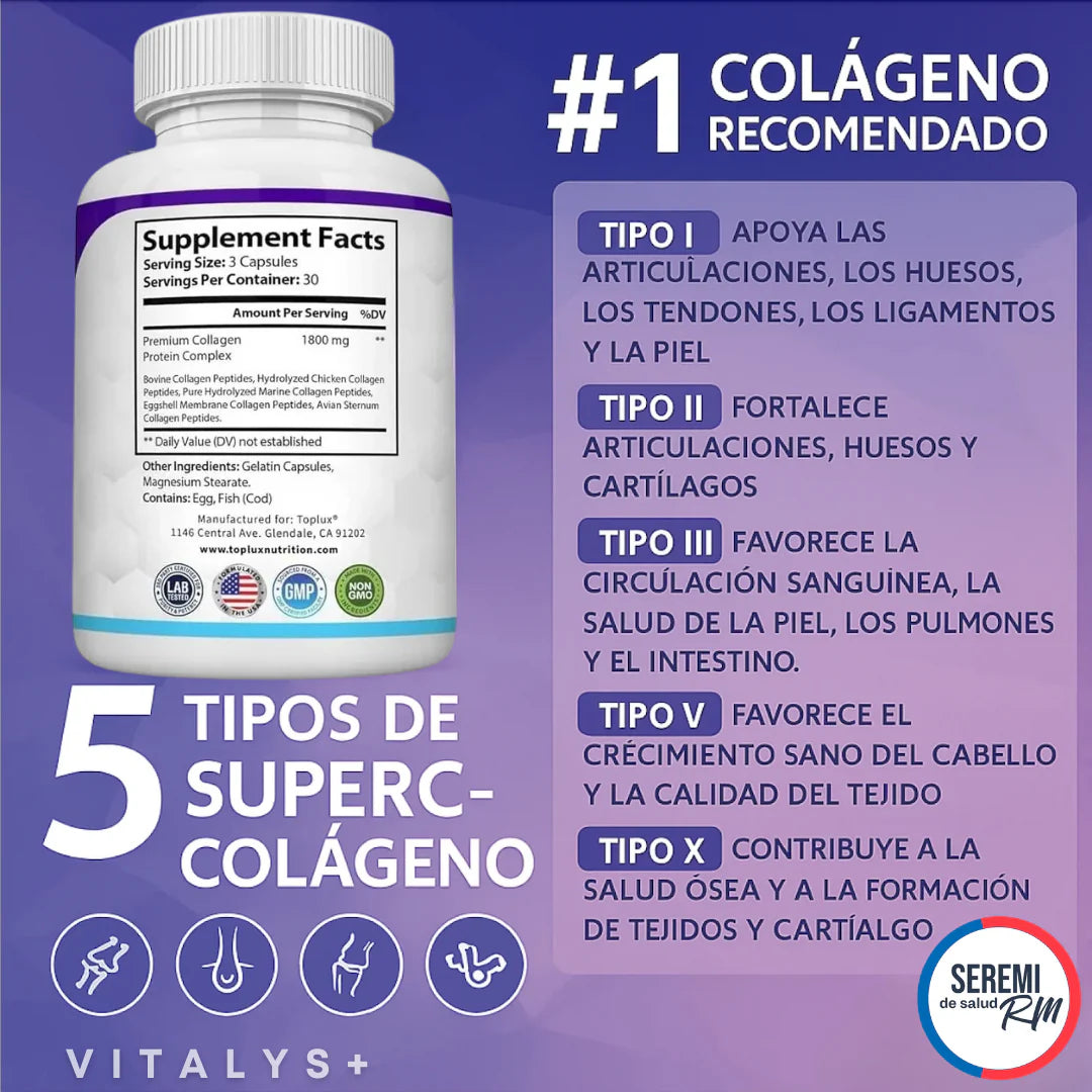 COLLAGEN PEPTIDES™ 1800 MG - 5 TIPOS - ORIGINAL HECHO EN USA