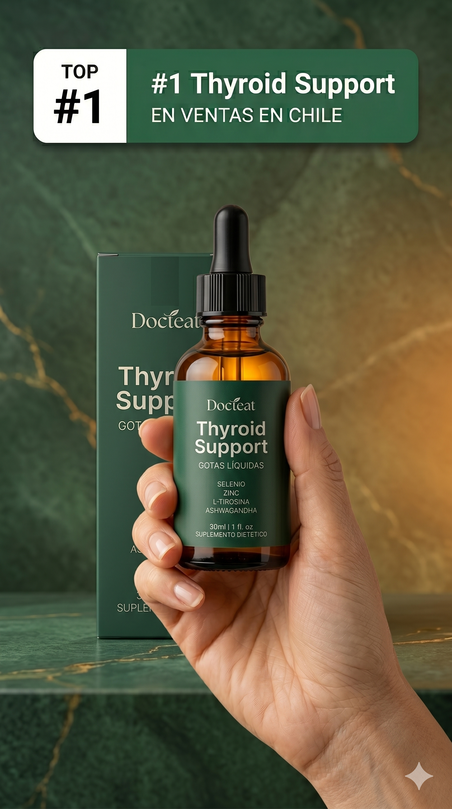 THYROID SUPPORT®  - GOTAS 60 ml - ORIGINAL USA- Suplemento para Tiroides con Selenio, Zinc y Yodo — Complemento Natural para Hipotiroidismo y Hashimoto