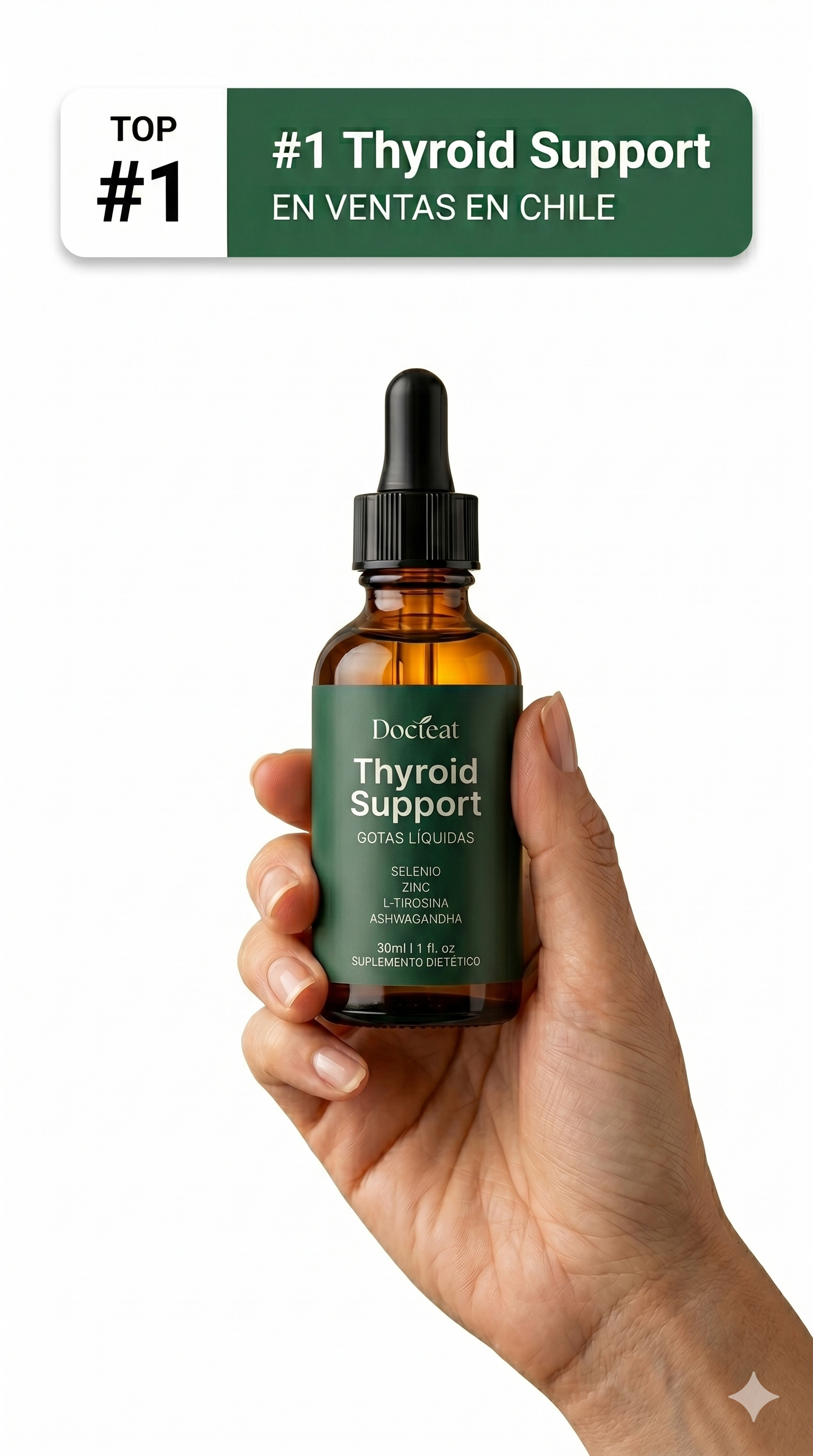 THYROID SUPPORT®  - GOTAS 60 ml - ORIGINAL USA- Suplemento para Tiroides con Selenio, Zinc y Yodo — Complemento Natural para Hipotiroidismo y Hashimoto