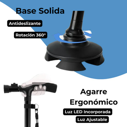 Bastón Plegable Fortis con Luz LED y Base Antideslizante - Fortis™ -  Seguridad y Comodidad