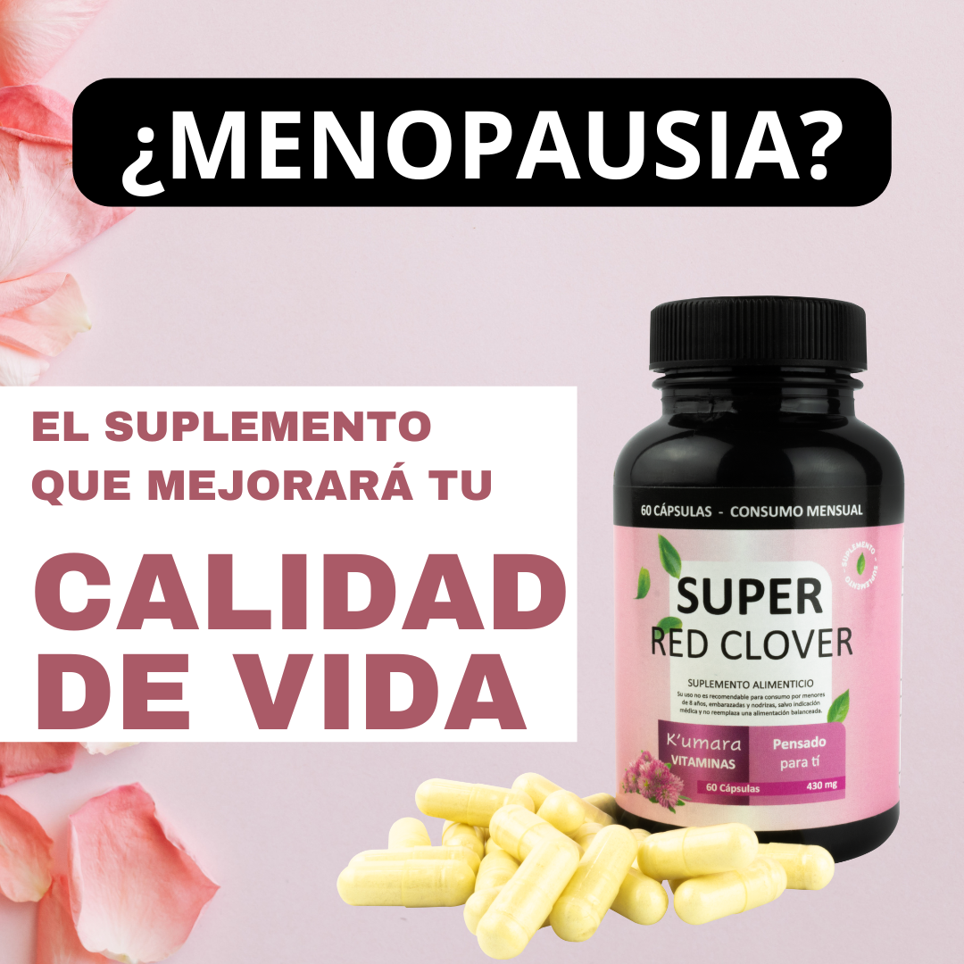 SUPER RED CLOVER™ - 60 CÁPSULAS - NO MÁS BOCHORNOS NI SUDORACIÓN POR LA MENOPAUSIA